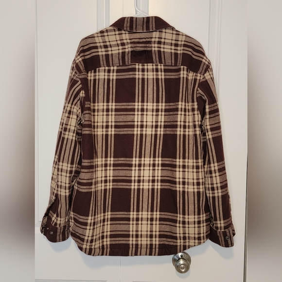 Men's Duluth Trading Co. Fleece Lined Relaxed-Fit Deep Brown Plaid Shirt Jac - M - Picture 5 of 12